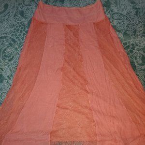 T.J. Maxx Brand Skirt EUC Size XL Women's Junior's Orange Coral Lace Maxi Skirt